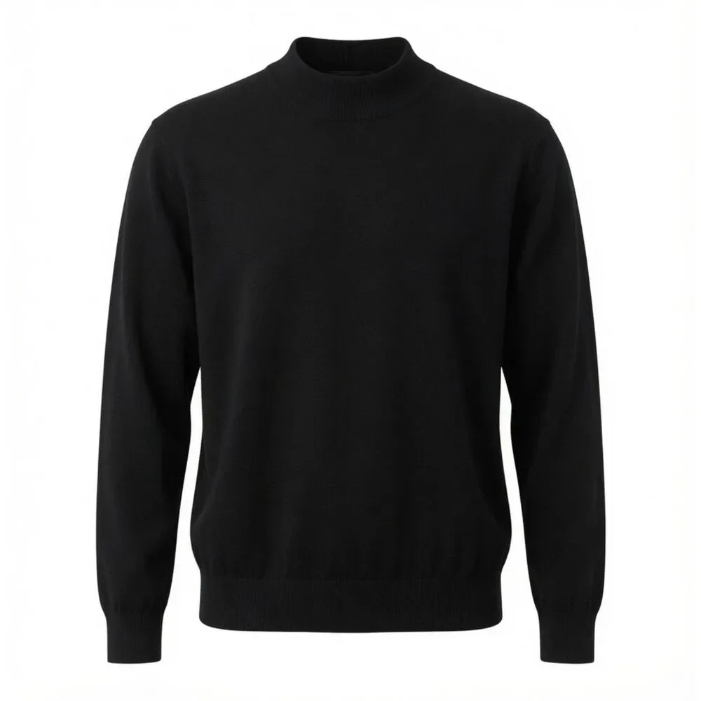 Vtg Baracuta Knit Sweater Silk Blend Mock Neck Mens XXL Black Pullover Classic